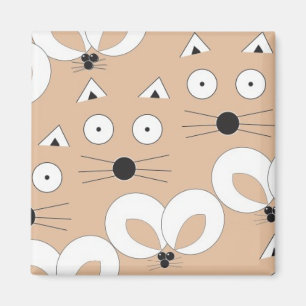 Cat & Mouse pattern Tan Magnet