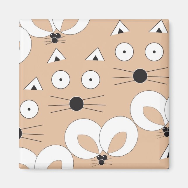 Cat & Mouse pattern Tan Magnet (Front)