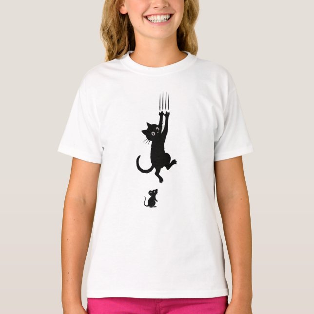 Cat & Mouse Showdown – Funny Cartoon T-Shirt (Front)