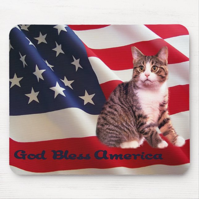 Cat Mousepad God Bless America (Front)