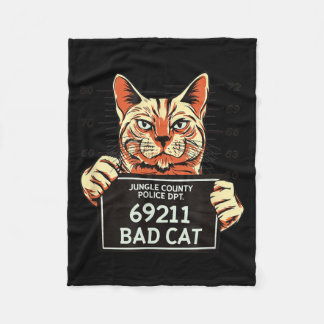 Cat Mug Shot - Bad Cat Fleece Blanket