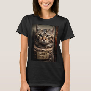 Cat Mugshot  Catnip Dealer  Cat Dad and Cat Mom T-Shirt