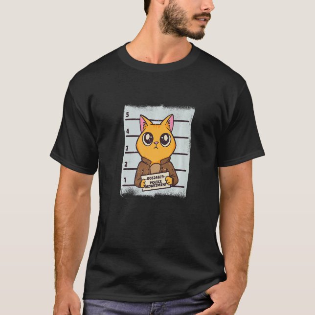 Cat Mugshot Prison T-Shirt (Front)