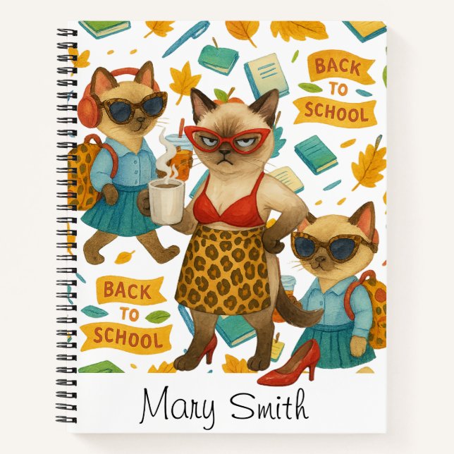 Cat Mum  Back to School themed for Cat lovers  Notebook (Front)