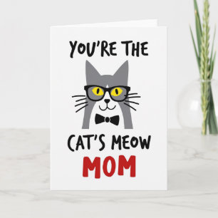 Cat Mum Bow Tie Message Card