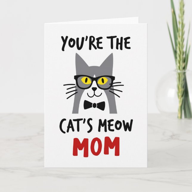 Cat Mum Bow Tie Message Card (Front)