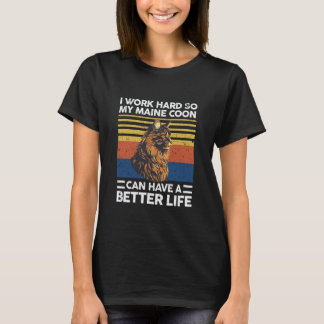 Cat Mum Cat Dad Funny Vintage Maine Coon Cat Owner T-Shirt