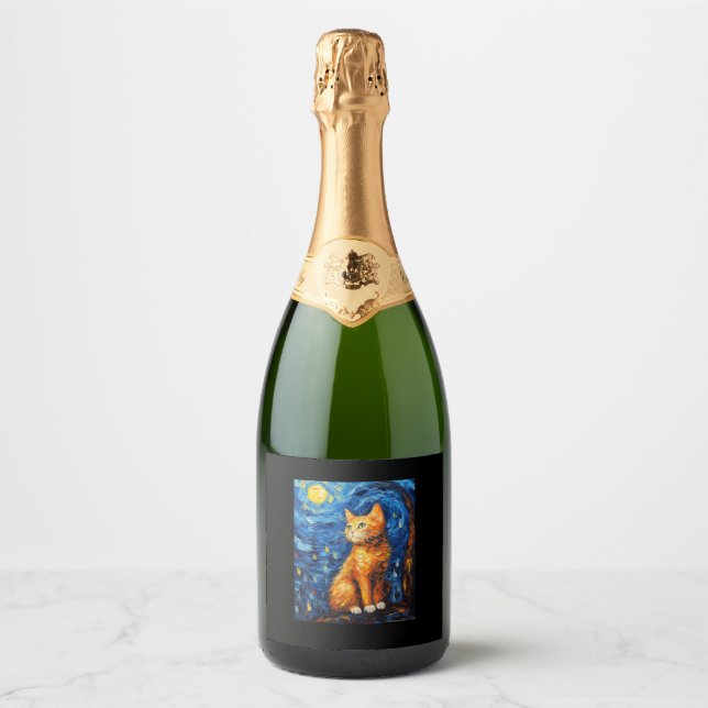 Cat Mum, Cat Dad Sparkling Wine Label (Front)