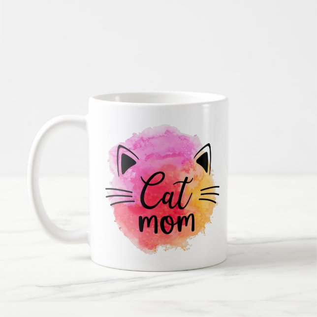 Cat mum cat face colourful modern coffee mug (Left)