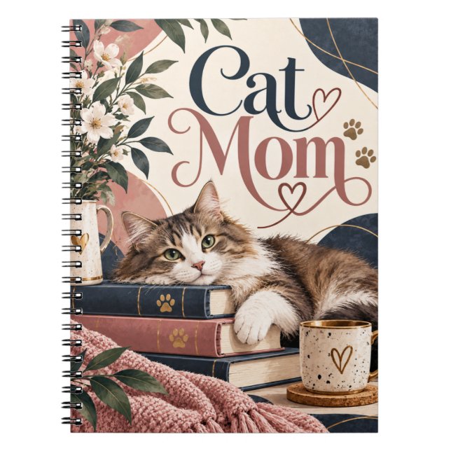 Cat Mum Cat Lover Design Notebook (Front)