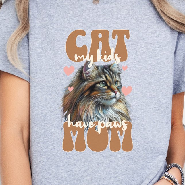 Cat Mum, Cat Mum, Cat Lover Retro Style T-Shirt (Cat Mom My kids have paws Retro)