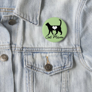 Cat Mum Cat Silhouette & Heart 6 Cm Round Badge