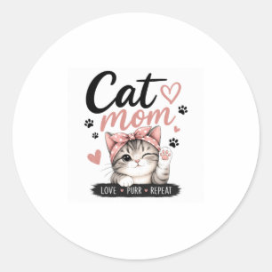 Cat Mum Classic Round Sticker 