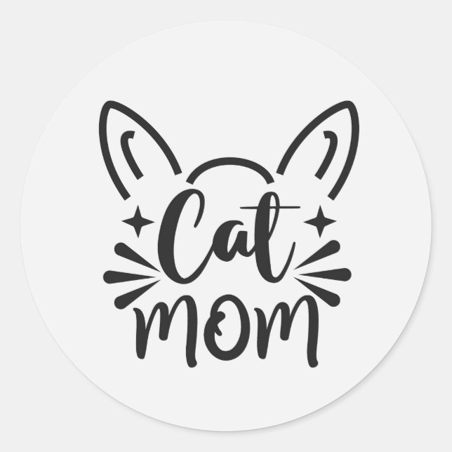 Cat Mum Classic Round Sticker (Front)