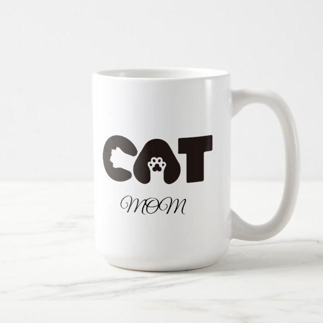 Cat Mum coffee mug – Cute pow with letter cat (Right)