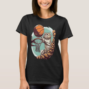 Cat Mum Cute Cat Dad Cat Basketball Mum Dad T-Shirt