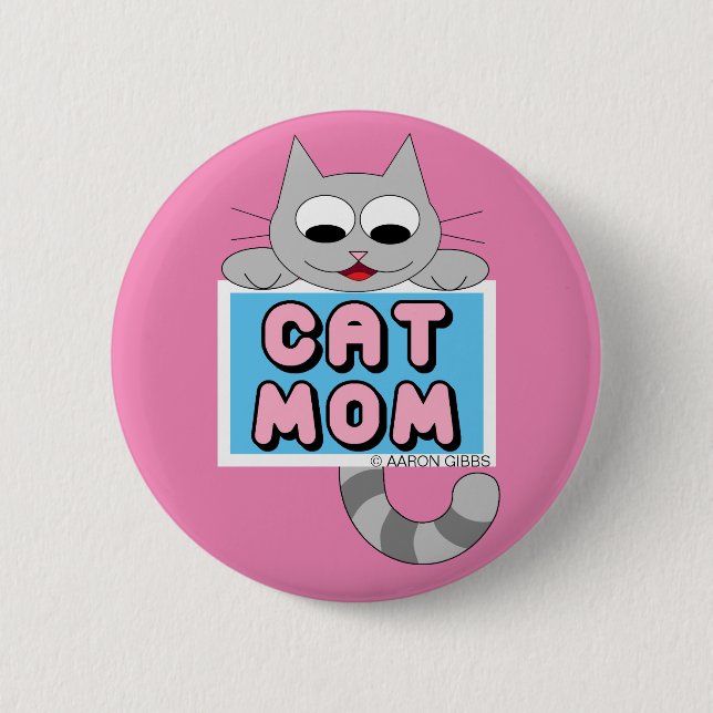 Cat Mum Cute Cat Lover button Pink (Front)