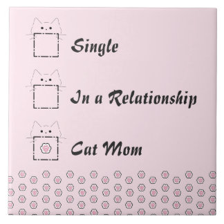 Cat Mum Cute Cat Paw Pink Ceramic Tile