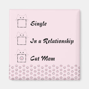 Cat Mum Cute Cat Paw Pink Magnet