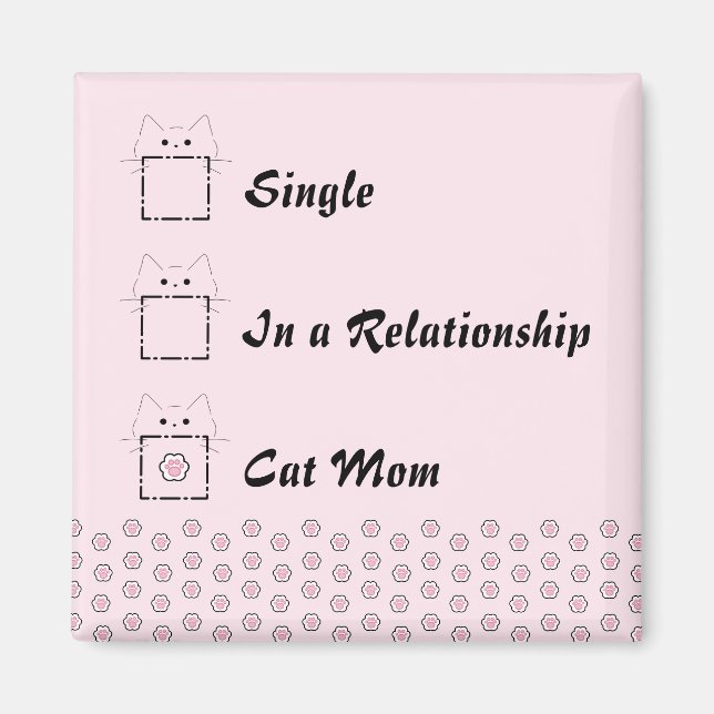 Cat Mum Cute Cat Paw Pink Magnet (Front)