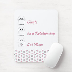 Cat Mum Cute Cat Paw White & Pink Mouse Pad