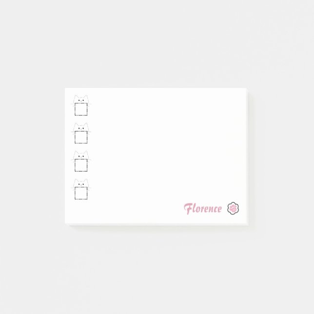 Cat Mum Cute Cat Paw White & Pink Post-it Notes (Front)