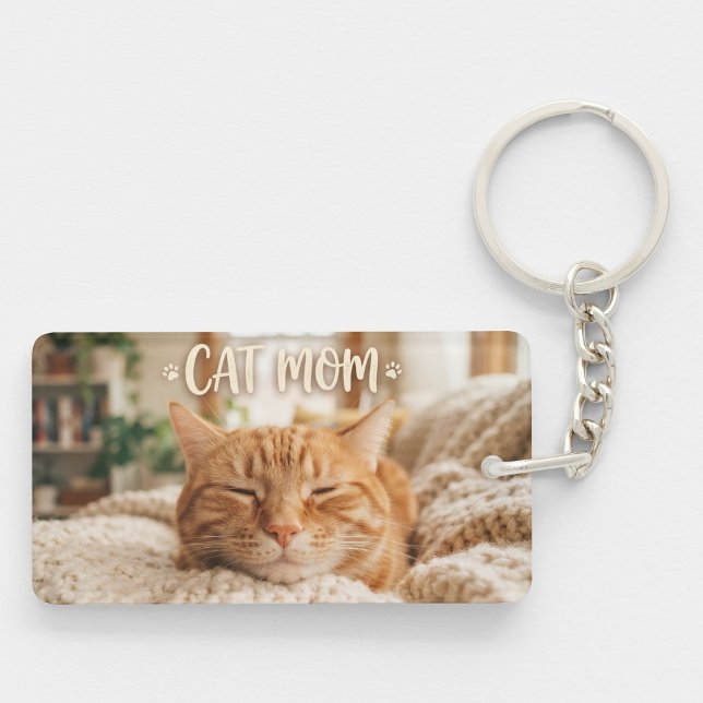 Cat Mum. Cute tabby cat.  Key Ring (Creator Uploaded)