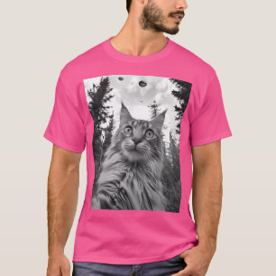 Cat Mum Dad - Funny Alien Selfie Maine Coon Ufo T-Shirt