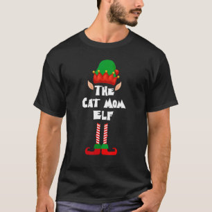 Cat Mum Elf Matching Family Group Christmas Party T-Shirt
