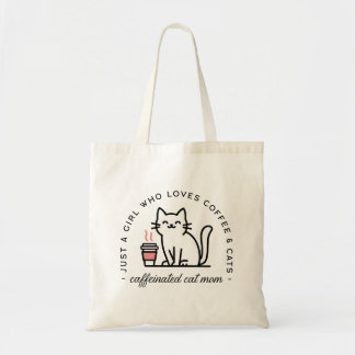 Cat mum funny coffee lovers aesthetic tote bag