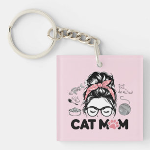 "Cat Mum" Funny Cute Cat Lover Women Key Ring