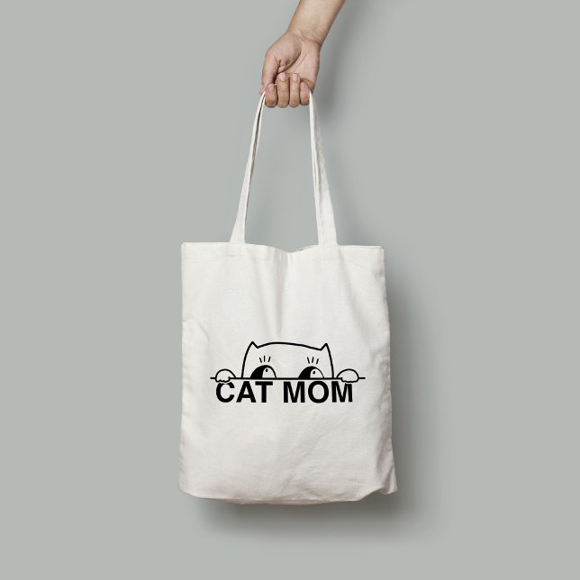 Cat Mum Funny Modern Typography Minimalist Tote Bag (Creator Uploaded)