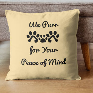 Cat Mum Gift Besties BFF Paw Black Beige Template Cushion