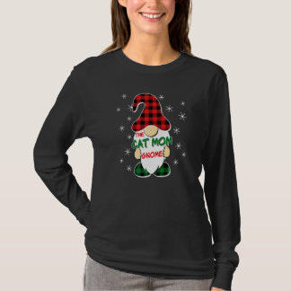 Cat Mum Gnome Buffalo Plaid Matching Family Christ T-Shirt