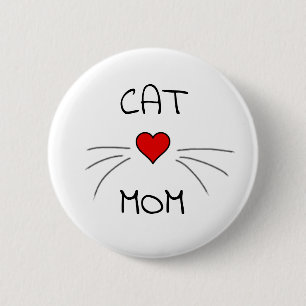 Cat Mum Heart and Whiskers 6 Cm Round Badge