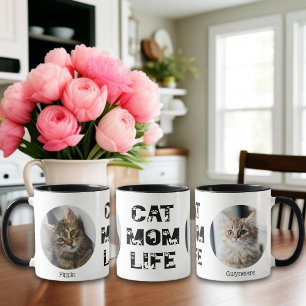 Cat Mum Life Custom Pet Photo Name Mother's Day Mug