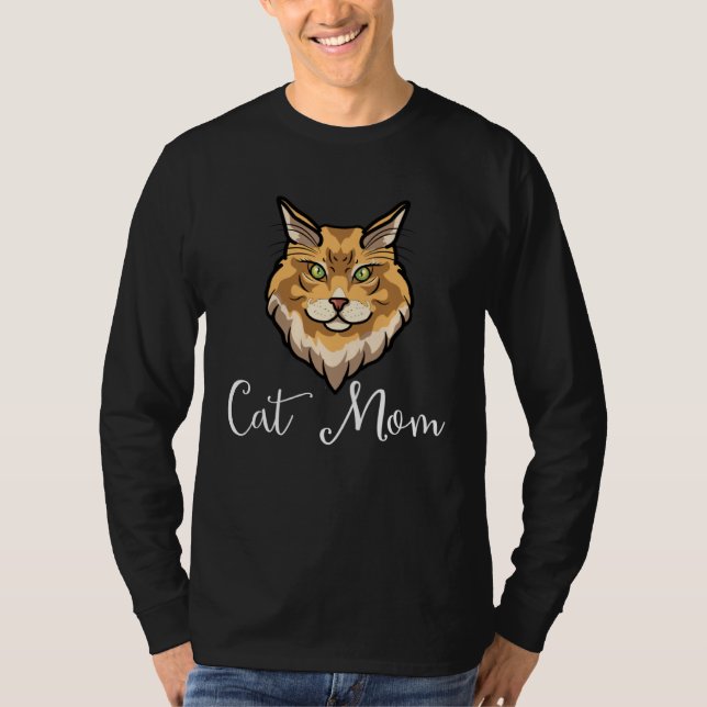 Cat Mum Love r  Cute Maine Coon Kitty T-Shirt (Front)