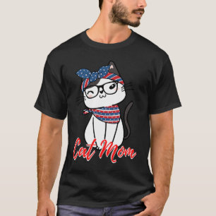 Cat Mum Mothers Day 4th of July Meowica Kitty T-Shirt
