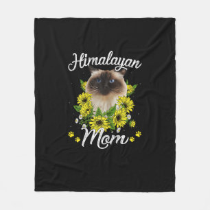 Cat Mum Mother's Day Gifts Sunflower Himalayan Mum Fleece Blanket