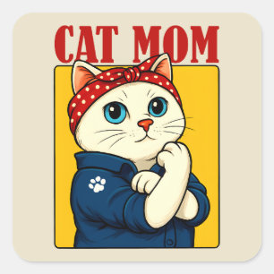Cat Mum Mothers Day Square Sticker