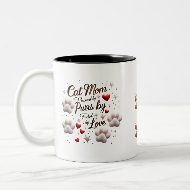 Cat Mum Mug – Purrs, Love & Cuteness Overload (Left)