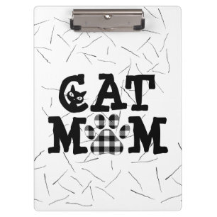 Cat Mum Pawprint with Cat Hairs  Clipboard