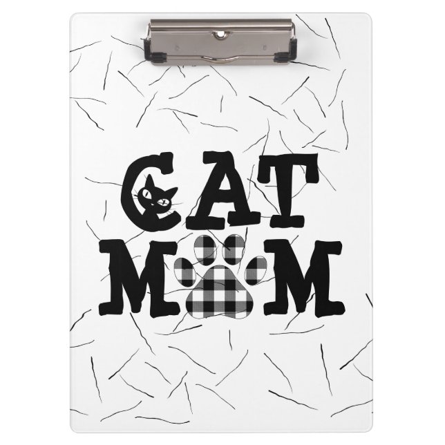 Cat Mum Pawprint with Cat Hairs  Clipboard (Front)