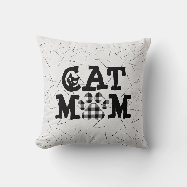 Cat Mum Pawprint with Cat Hairs  Cushion (Front)