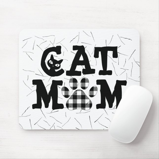 Cat Mum Pawprint with Cat Hairs  Mouse Pad (With Mouse)