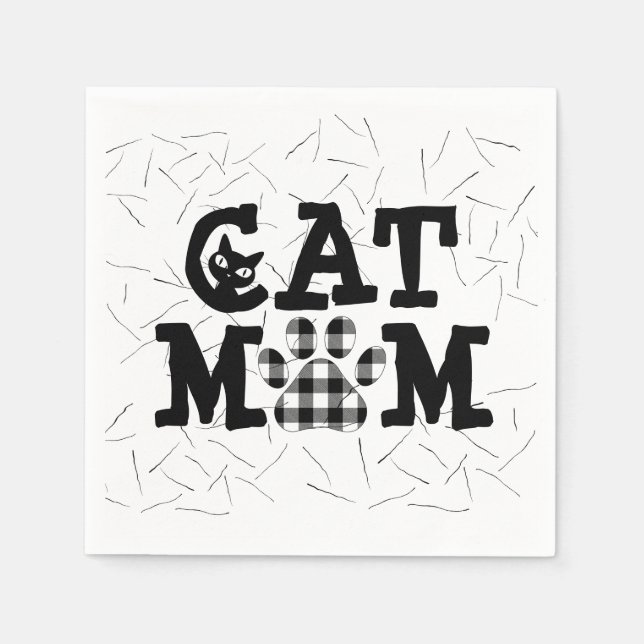 Cat Mum Pawprint with Cat Hairs   Napkin (Front)