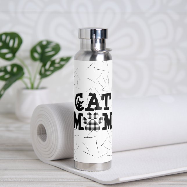 Cat Mum Pawprint with Cat Hairs  Water Bottle (Yoga)