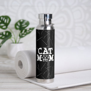 Cat Mum Pawprint with Cat Hairs   Water Bottle