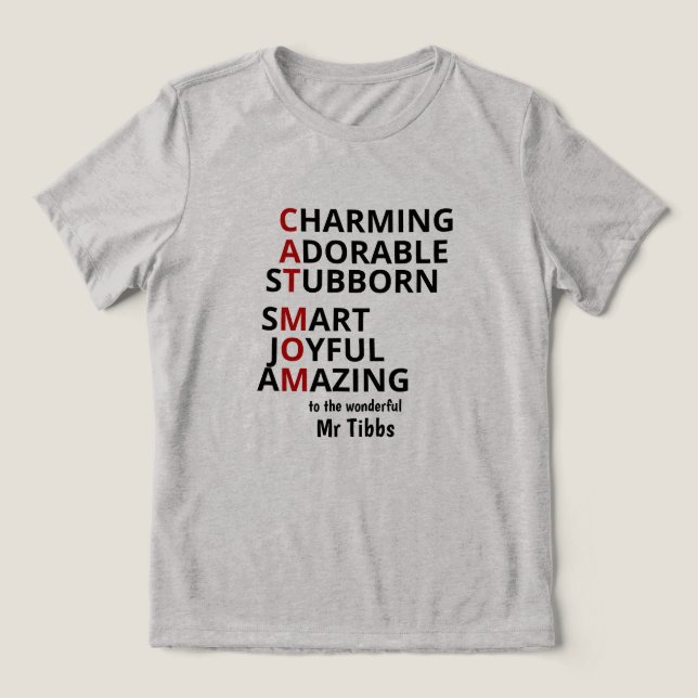 Cat Mum Personalised Cat Lover  Tri-Blend Shirt (Design Front)