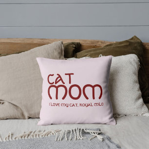 Cat Mum Pet Friends Besties Script Red Pink Custom Cushion